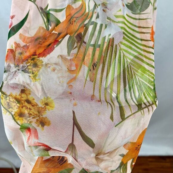 Zara Printed Floral Sheer Polyester Printed Tulle High-Waisted Dress Small - Picture 3 of 10